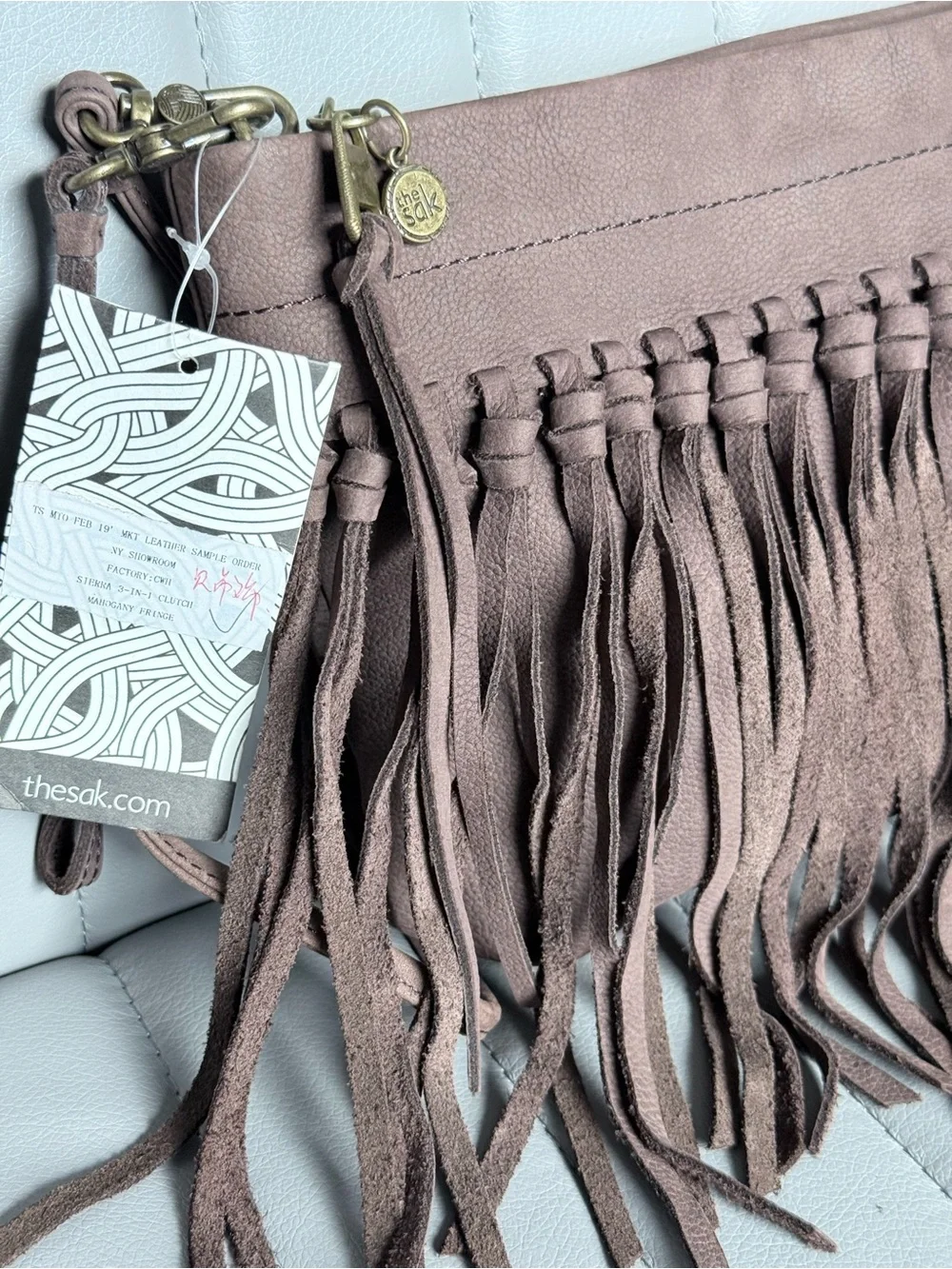 The Sak Leather Crossbody Bag with Fringe in Chocolate Brown